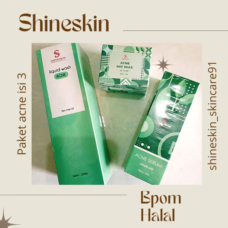 SHINESKIN ORIGINAL PAKET ACNE GLOWING KRIM JERAWAT BUMIL BUSUI REMAJA ISI 3