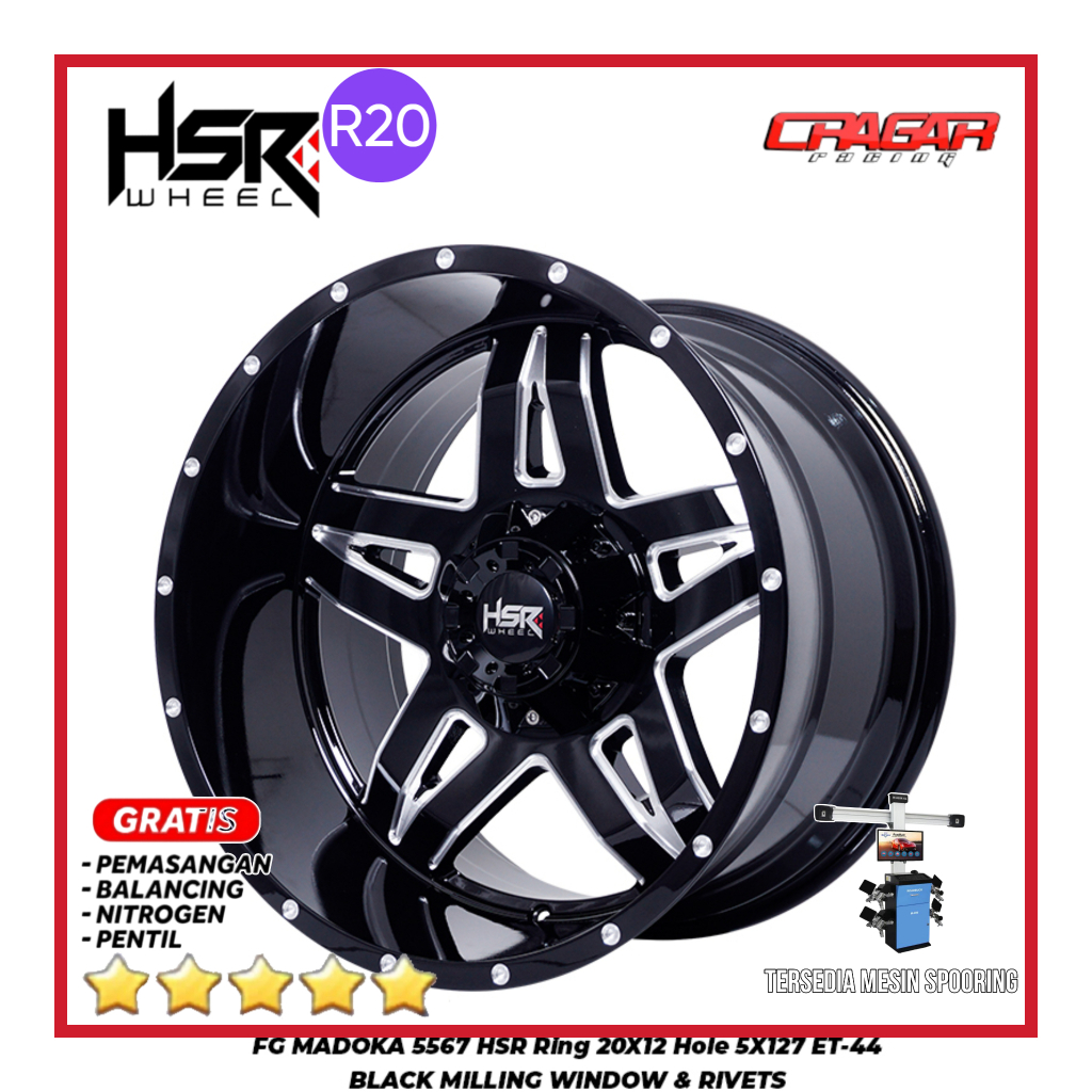 Velg Mobil Offroad R20 Lebar 12 Lubang 5 Untuk Jeep Rubicon Gladiator Grand Cherokee - Hsr Fg Madoka