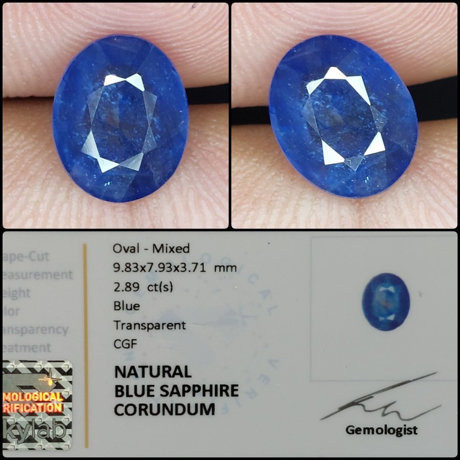 Natural Blue Sapphire Corundum Batu Safir Biru Asli Cutting Memo Lab