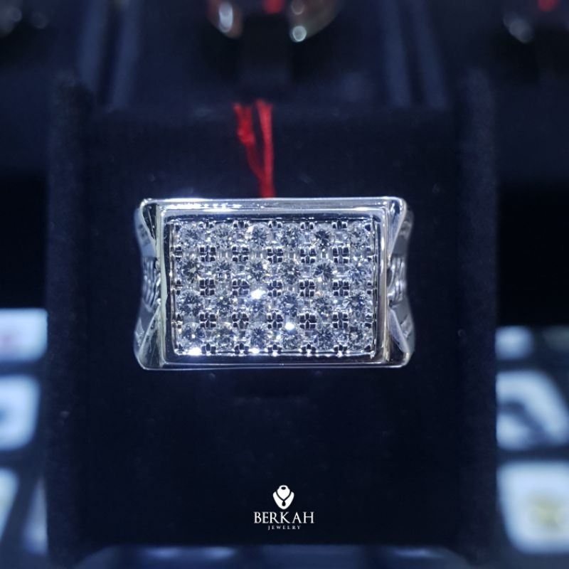 Cincin Pria Perak Palladium Berlian Eropa Asli Natural Diamond