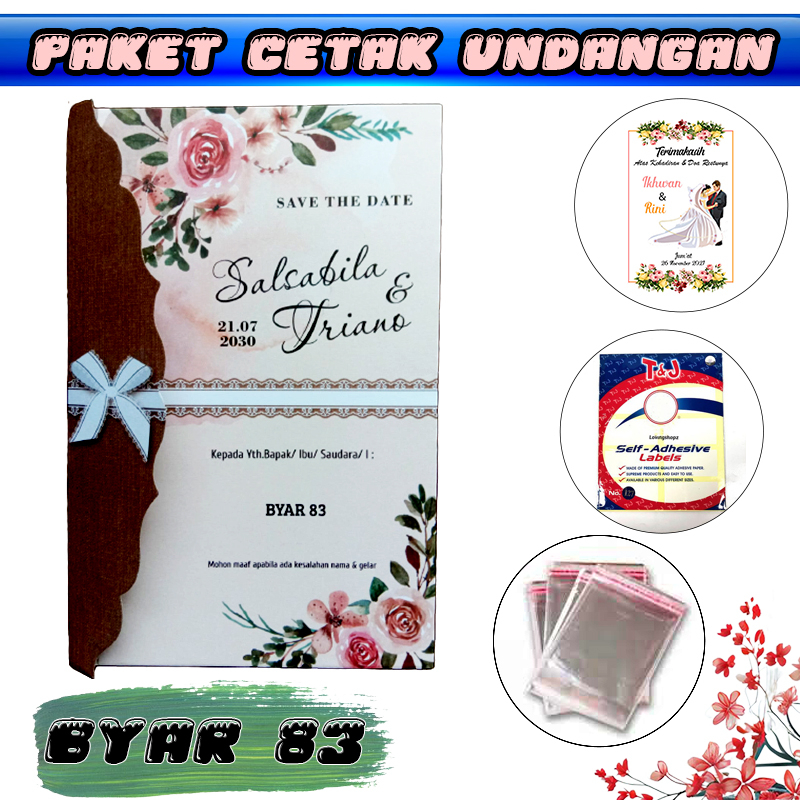 Paket Cetak Blangko Undangan atau Kertas Undangan Pernikahan atau Khitan BYAR 83 NEW DESIGN 2023