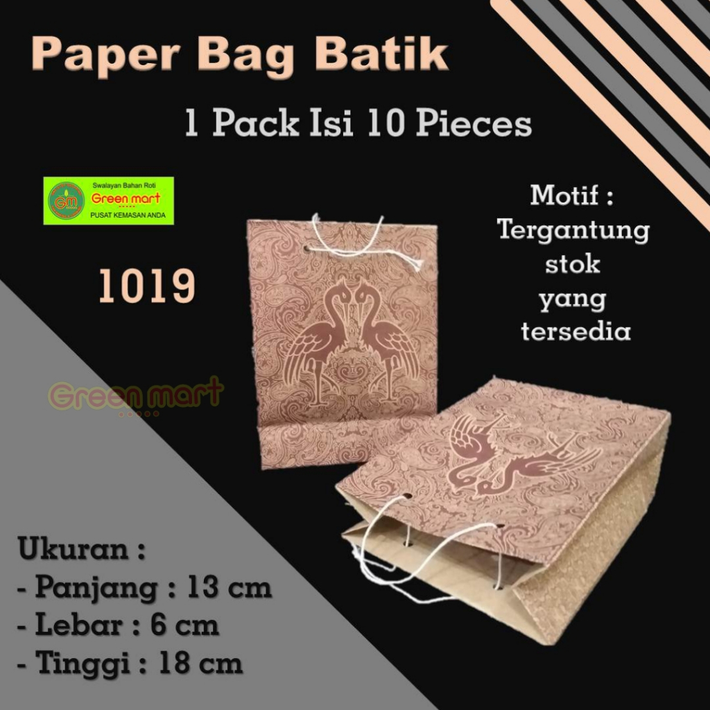 Tas Kertas Paper Bag Untuk Goodie Bag Tas Souvenir Belanja Hadiah Motif Batik Ukuran 13 x 6 x 18 cm 