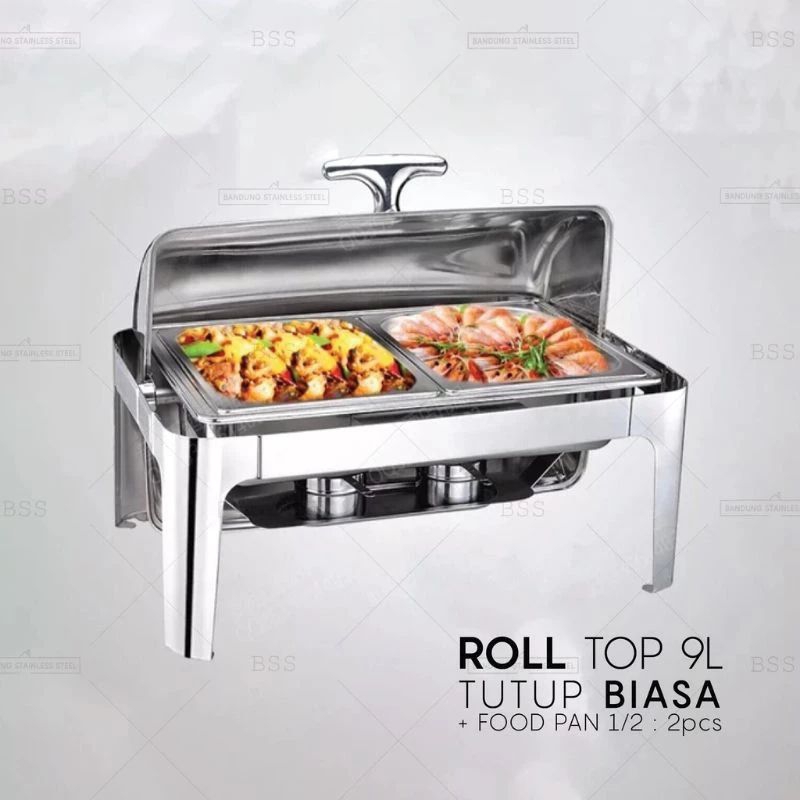 ROLL TOP 9L Chafer chafing dish stainless steel/ Wadah prasmanan Saji