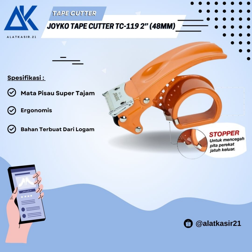 

Tape Cutter Besi Joyko TC-119 Pemotong Pita Perekat 2'' (48mm) Super Tajam