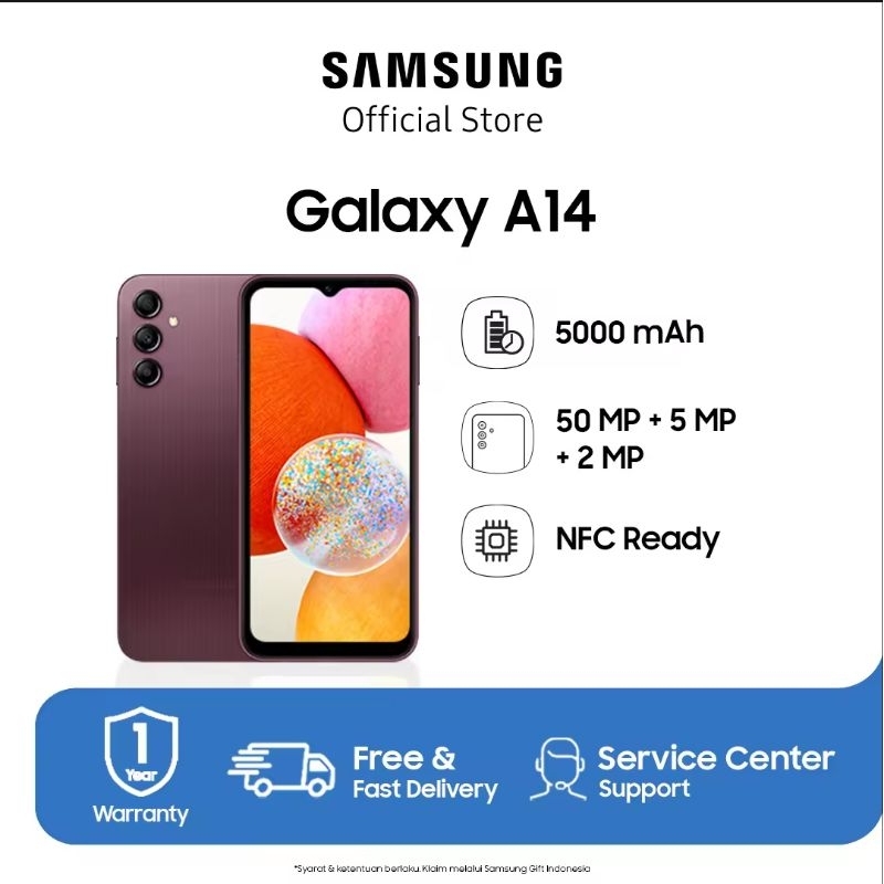 Samsung Galaxy A14 4G 5G 4/128 6/128 GB RAM 4 6 ROM 128 4GB 6GB 128GB HP Smartphone Android Original Garansi Resmi Handphone