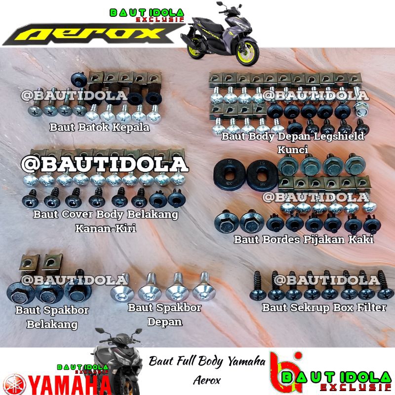 Baut Full Set Body Yamaha Aerox155 Original