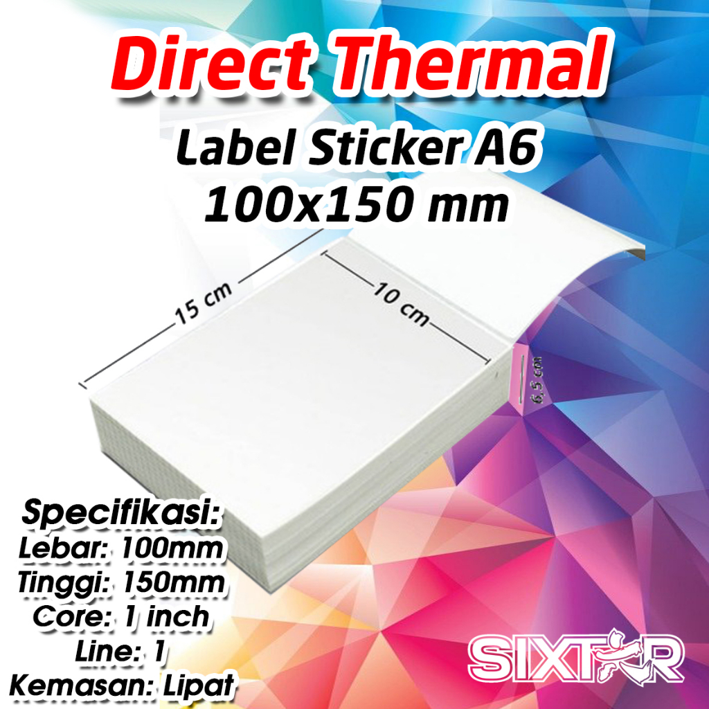 Direct Thermal Label Sticker 100x150 mm 100 x 150 A6 1Line Lipat Printer Barcode Resi Pengiriman