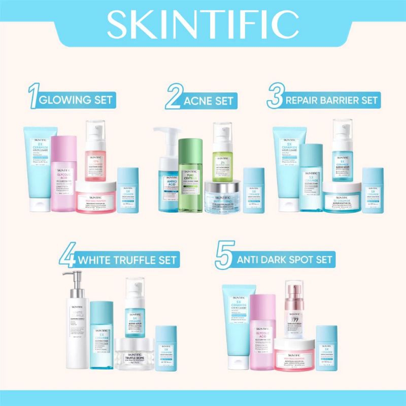 skintific 5 pcs glowing set / skintific acne set / skintific anti dark spot set / skintific white tr