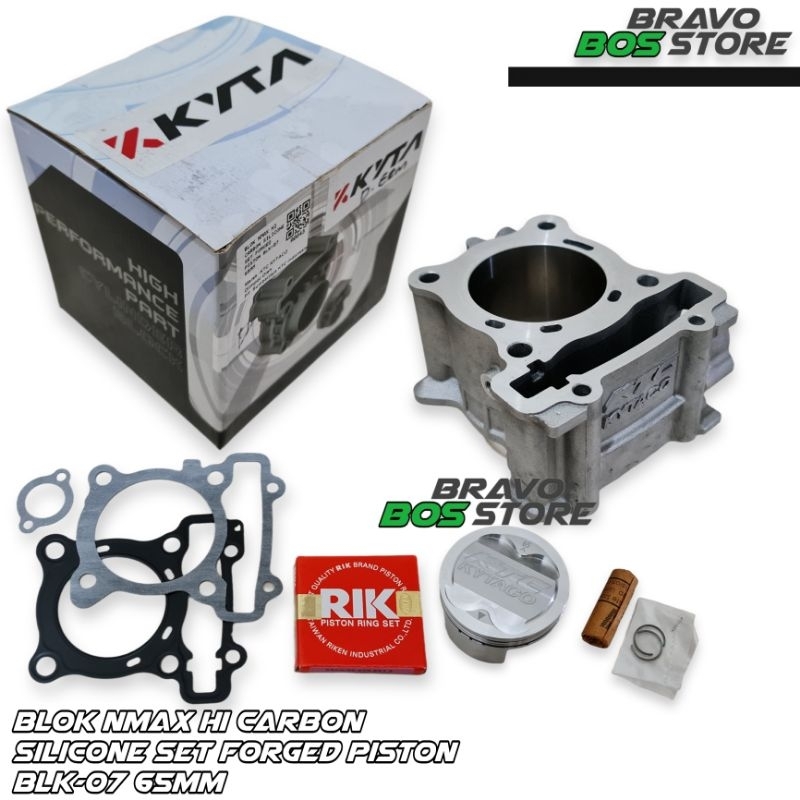 KYTA BLOK NMAX HI CARBON SILICONE SET FORGED PISTON BLK-07 65MM NMAX AEROX R15V3 LEXY