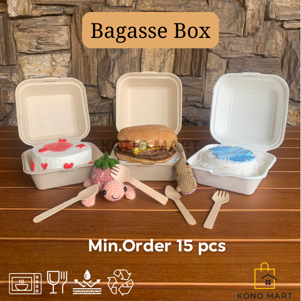 BAGASSE BOX LUNCH BURGER CAKE TART / BOX BENTO CAKE / BOX KOREAN CAKE / BOX TART MINI / BAGASSE BURG