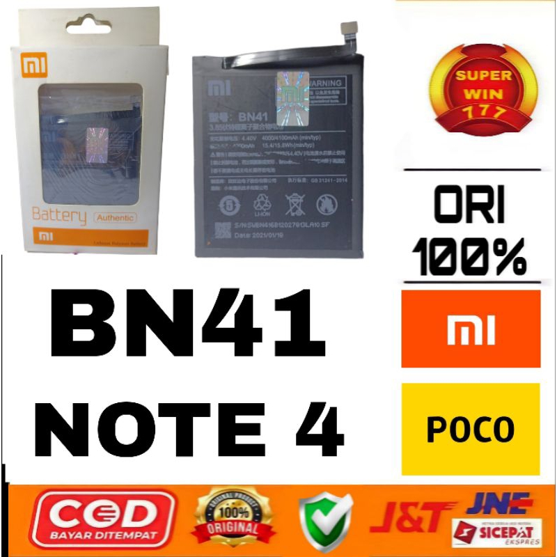 BATERAI ORI 100% REDMI NOTE 4 (BN41)