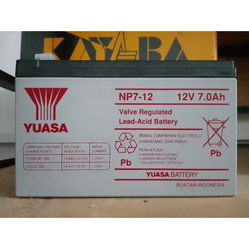 Aki Yuasa NP7-12 Aki UPS Komputer 12 Volt 7 Ampere VRLA