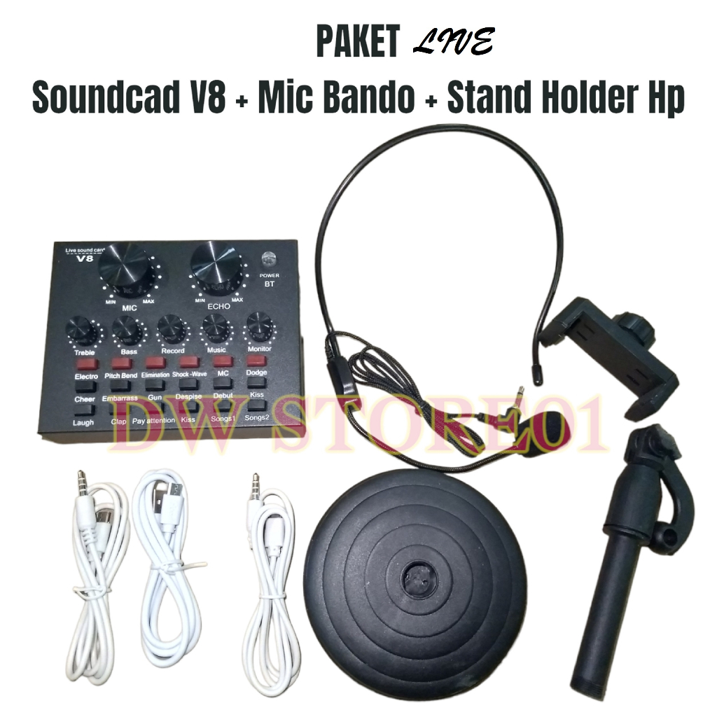 (MURAH) SATU PAKET LIVE Soundcard Sound Card V8 – Mixer V8 Soundcard Aksesoris Rekaman Alat Recordin