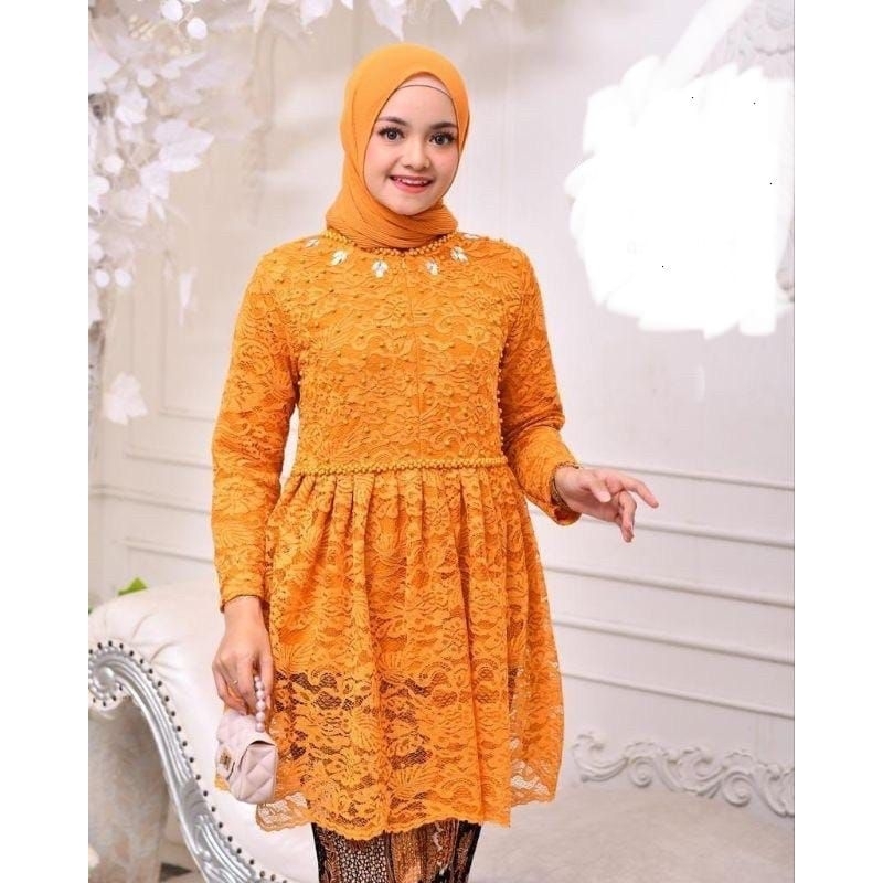 Kebaya Tunik Brokat Payet Mutiara Terbaru / Kebaya Modern / Kebaya Kondangan / Kebaya Tunik / Set Kebaya / Kebaya Pesta / Kebaya Wisuda / Set blouse Brokat / Tunik Brokat / Assyifa