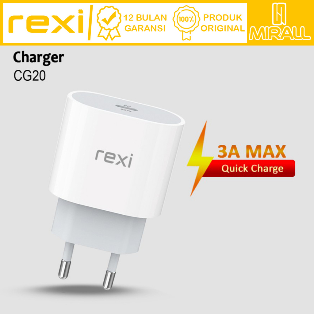 Rexi CG20 Charger Single USB Charger Type-C 20W Quick Charger 3A