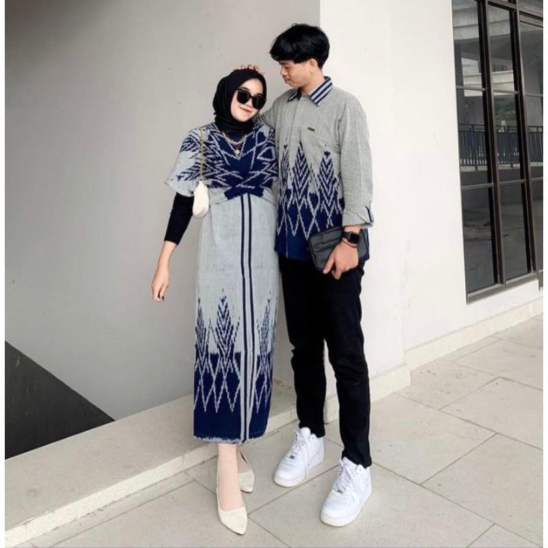 New Arrival Tenun Set Couple Baju Tenun kekinian Baju Kondangan Tenun dress tenun Outfit viral 2023