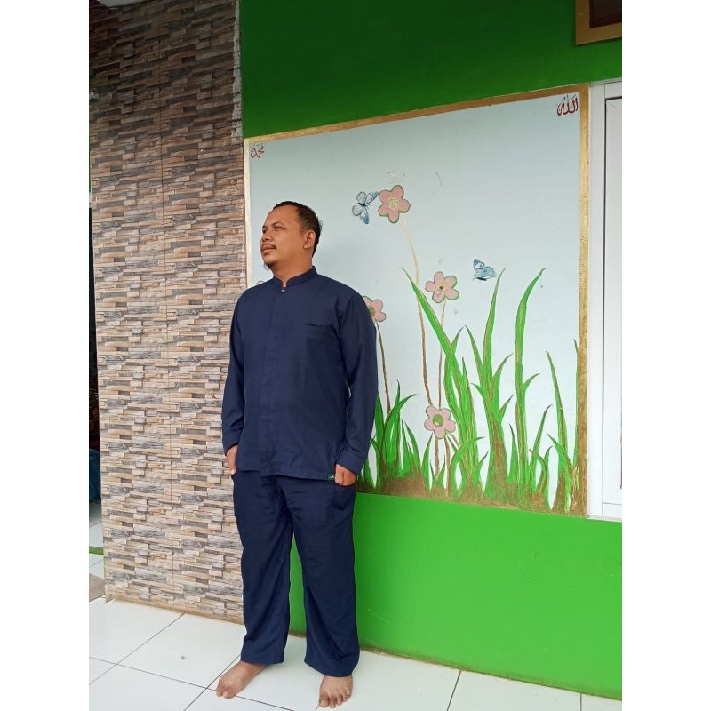 Kemko kemeja Koko  MQ fashion polos warna navy