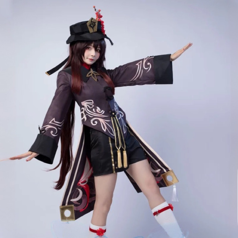 【Lolicos】Ready Hu Tao Genshin Impact Cosplay Costume Fullset Wig Hutao Game Kostum Female