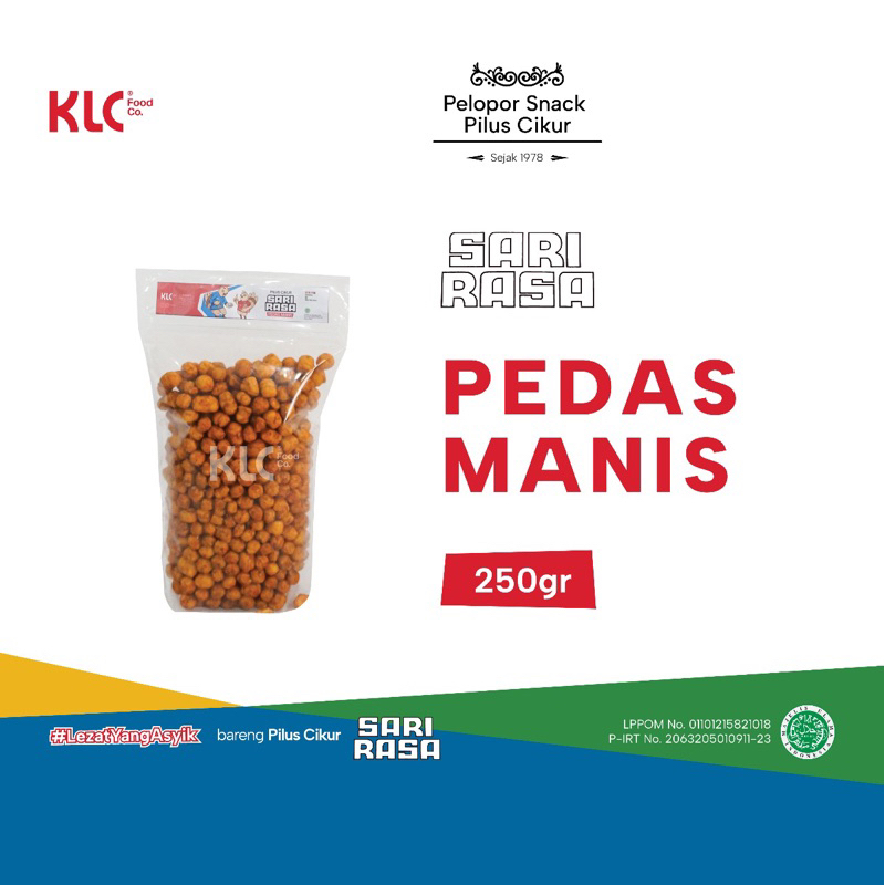 

Pilus Cikur / Kencur Pedas Manis 250gr Sari Rasa Pedas Manis KLC Food Co.