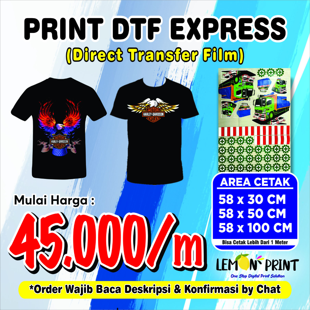 Cetak Murah DTF Meteran/Print DTF Sablon Satuan/Surabaya Cetak Cepat