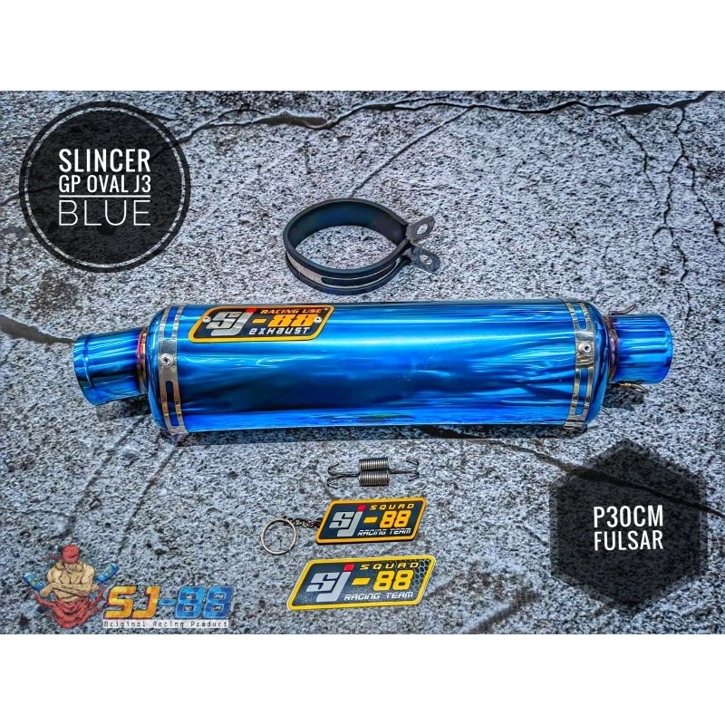 Knalpot Sj88 Slincer GP Oval J3 Blue