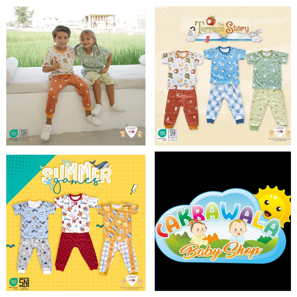 LIBBY BABY SETELAN PENDEK CELANA PANJANG MOTIF THE TERRACE STORY SUMMER GAME