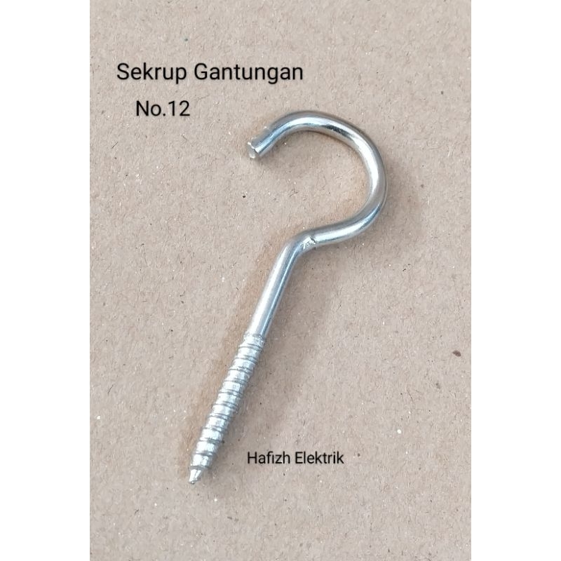 2 PCS Hook Buka / Kapstok / Sekrup Gantungan Barang / Screw Hooks  No.12