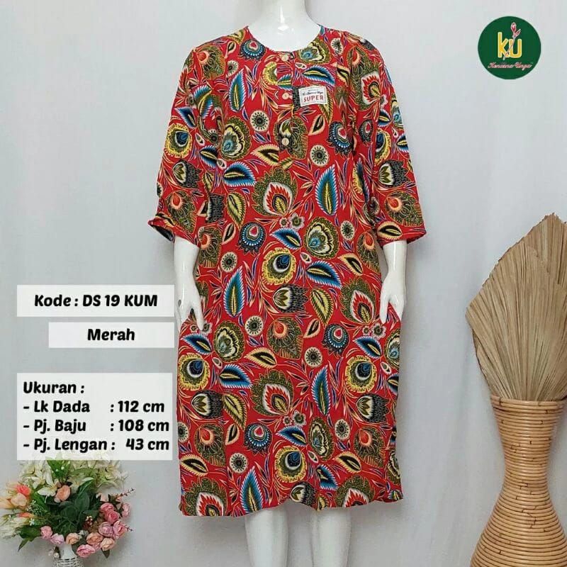 DASTER 19 KUM DASTER LENGAN 7/8 KENCANA UNGU LEBEL MERAH LD  110 cm  PB 110 CM DASTER LENGAN 7/8 ASL