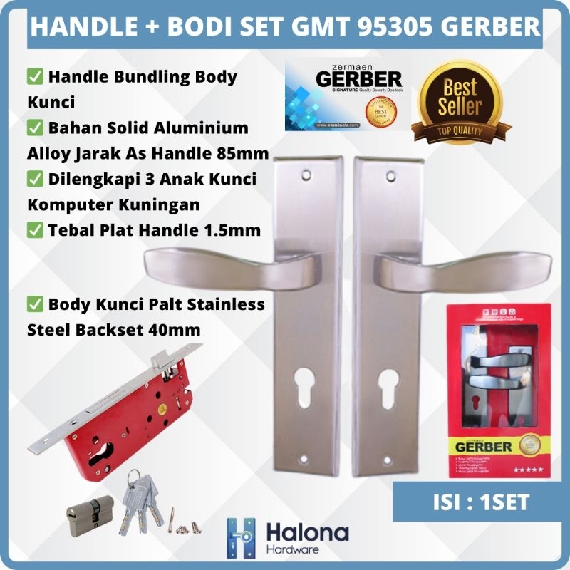 Kunci Set Handle Pintu Besar GMT 95305 Gerber Handle Gagang Pintu 1 Set