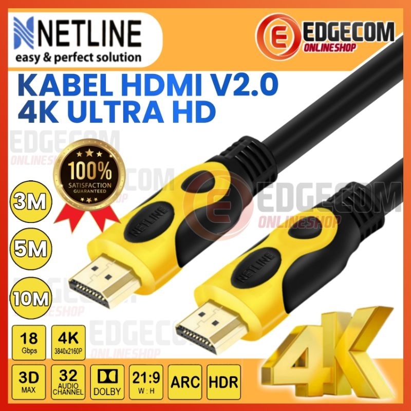 Kabel HDMI Male to Male V2.0 10 Meter NETLINE