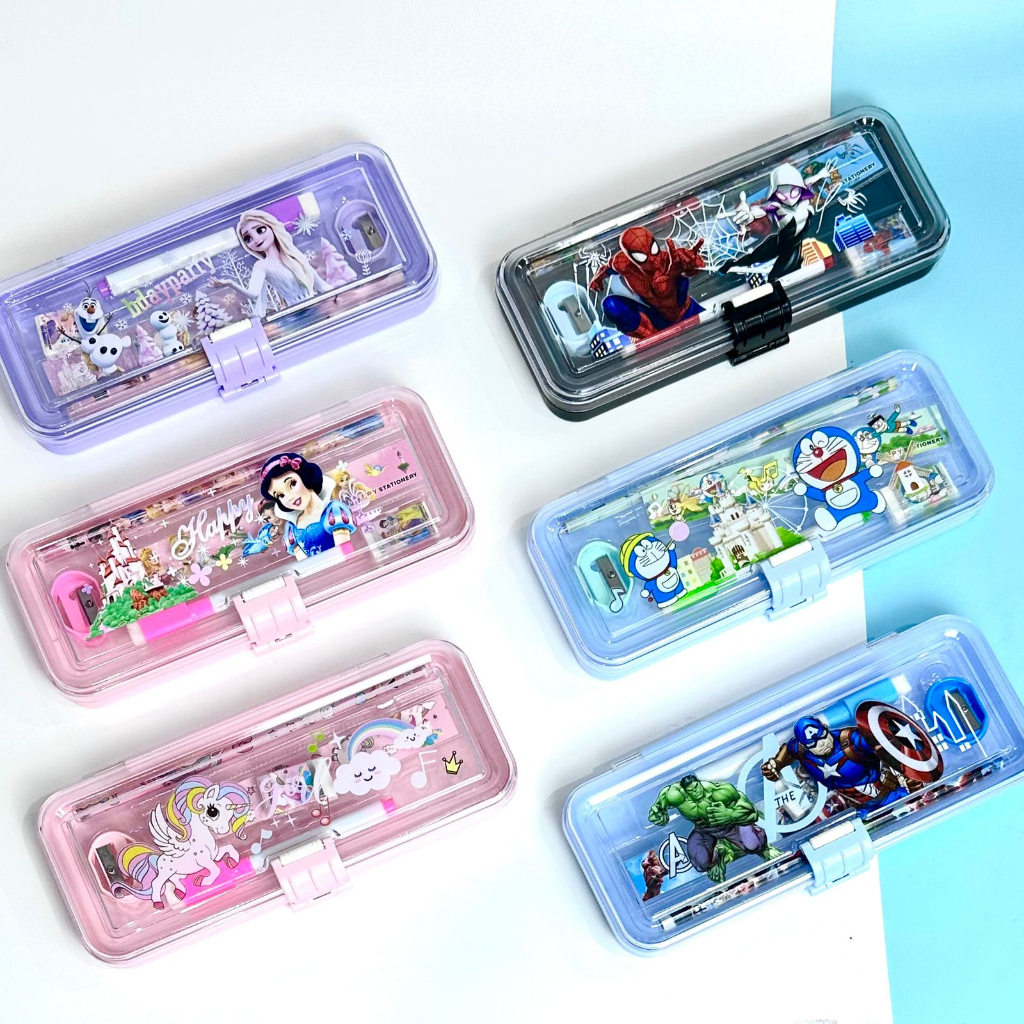 BOS Kotak Pensil Plastik Set+WB 1 susun/Tempat Pensil/Wadah Pensil Set