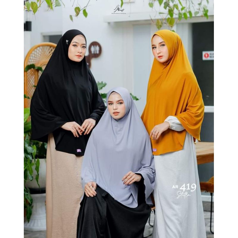 Ar 419 Jilbab Arrafi Non Pet Hijab Arrafi Jumbo Bergo Arrafi Dewasa Kerudung Blusukan Adem