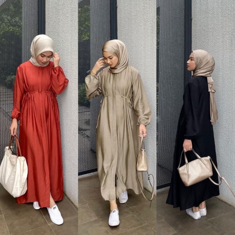 Hazzel Midi Dress | Gamis Polo Linen Crinkle