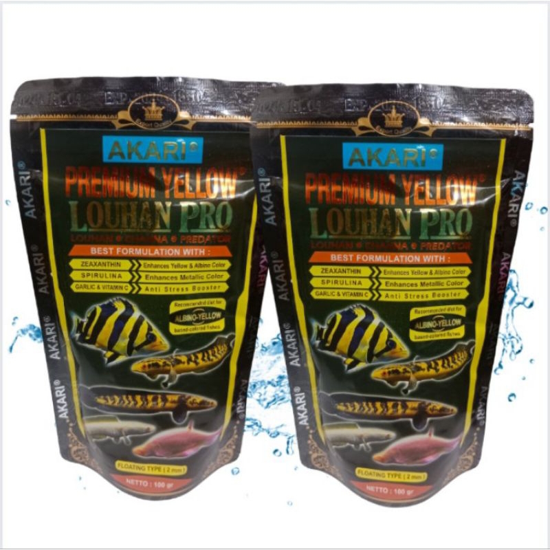 Makanan ikan arwana louhan AKARI AA PREMIUM YELLOW LOUHAN CHANNA  100gr