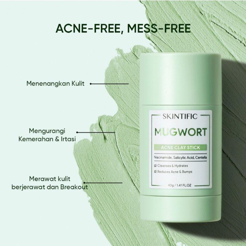 MASKER DETOKS DAN MASKER JERAWAT KULIT KUSAM SKINTIFIC MUGWORT CLAY MASK STIK