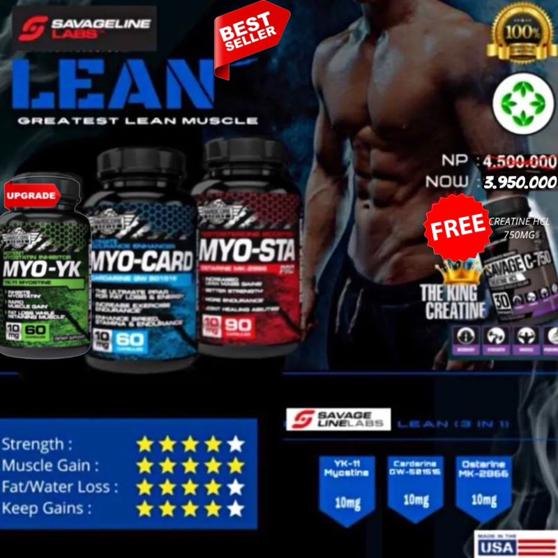 [ Best Sarms Stack ] LEAN GAINING PRO - YK11 Myostine + CARDARINE + OSTARINE by Savage Line Labs USA