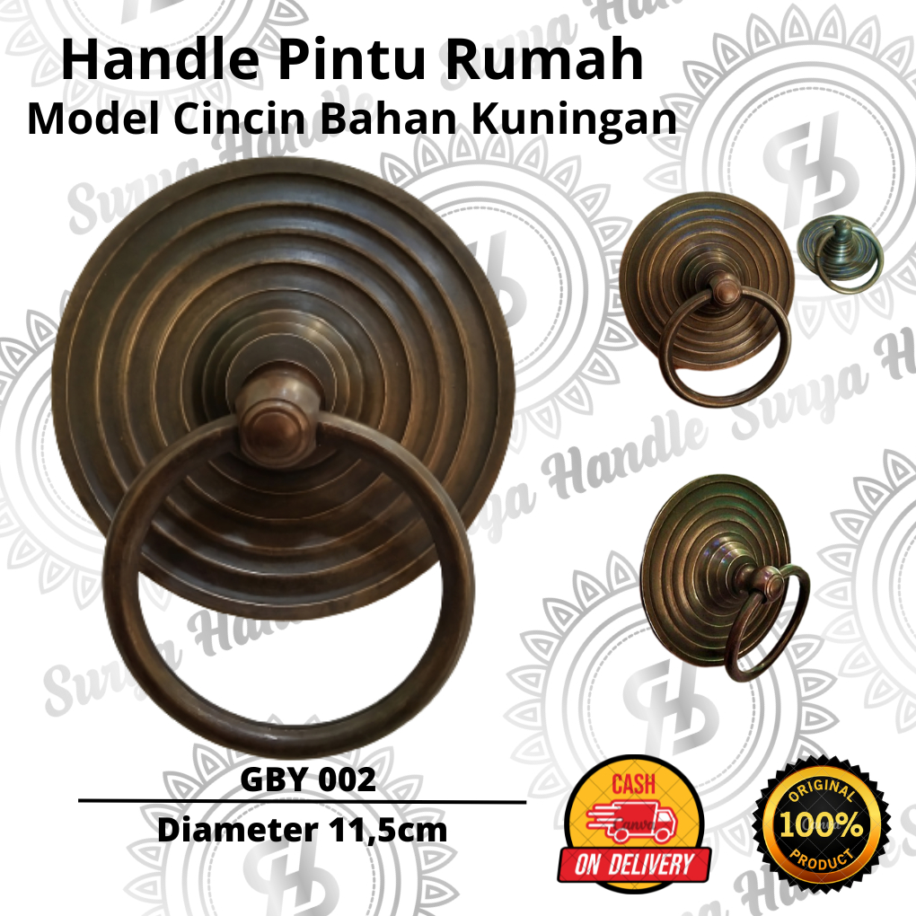 Handle Pintu Rumah Gebyok Gby 02 Bahan Kuningan Tarikan Antiq Gagang Murah Pegangan Minimalis