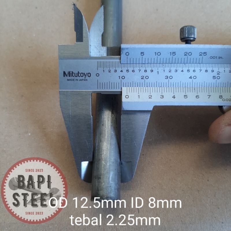 pipa besi seamless OD 12.5mm ID 8mm tebal 2.25mm
