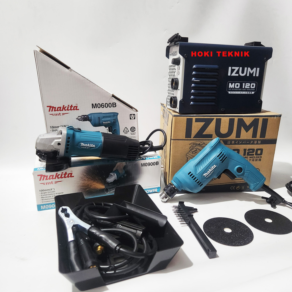 Paket Mesin Las 450 watt Gerinda Bor Izumi MO 120