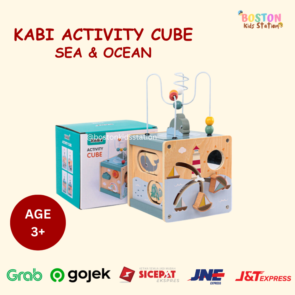 BOSTON - KABI Activity Cube Busy Multifunction Box | Shape Sorter Wire Beads Maze | Mainan Edukasi A