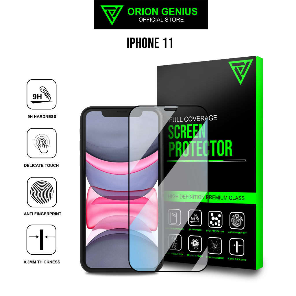 Orion Genius Anti Gores Tempered Glass 5D for iPhone 11 FullCover Premium Glass Full Screen XR 11 15