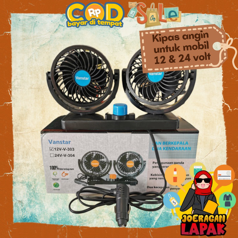 [JOERAGAN LAPAK] KIPAS ANGIN MOBIL 12V & 24 VOLT DC GSE VANSTAR T304 12V