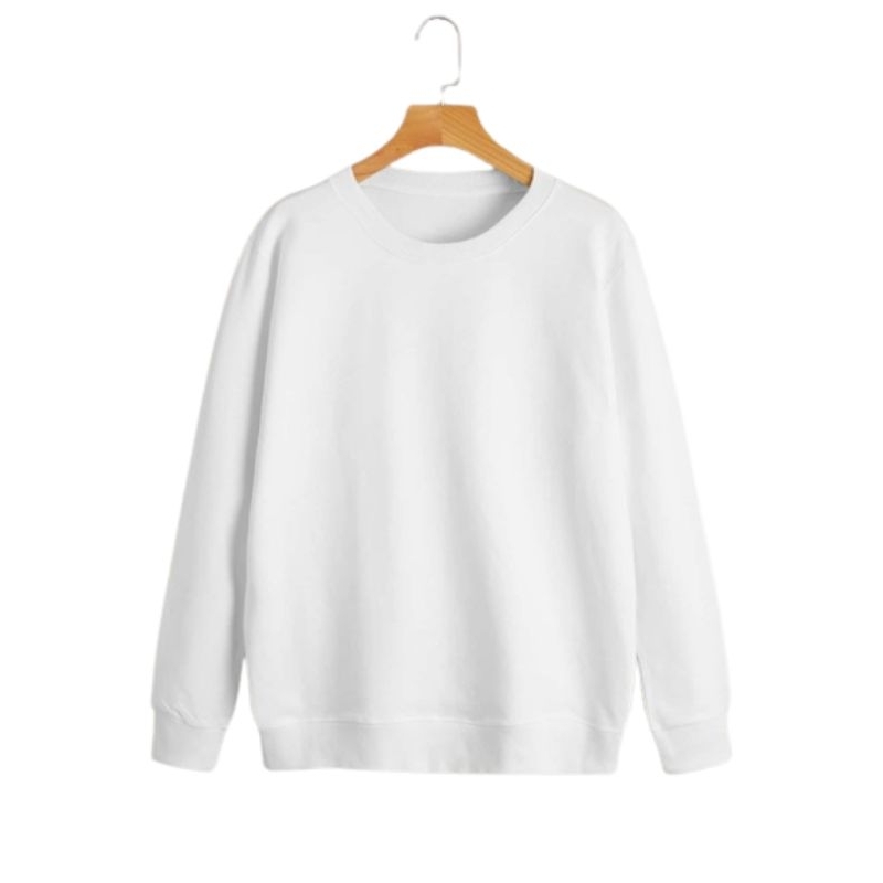 Baju Pria Sweater Crewneck Polos Putih