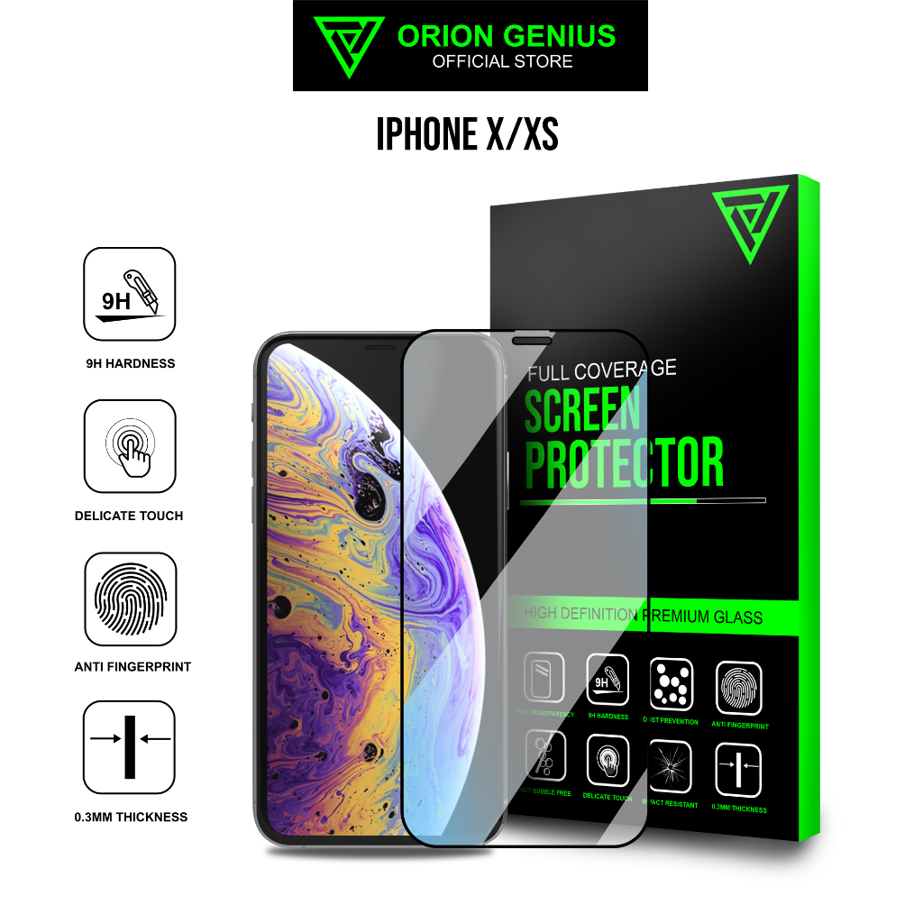 Orion Genius Anti Gores Tempered Glass 5D for iPhone X XS FullCover Premium Glass Full Screen