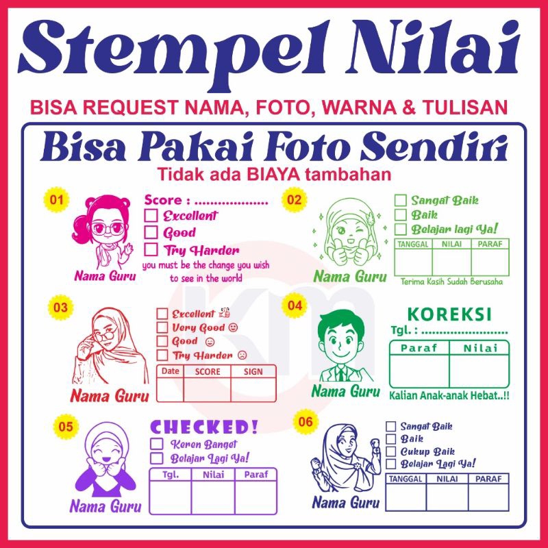 

*TERMURAH* STEMPEL PENILAIAN / STEMPEL GURU / STEMPEL KOREKSI / STEMPEL WARNA / STEMPEL CUSTOM