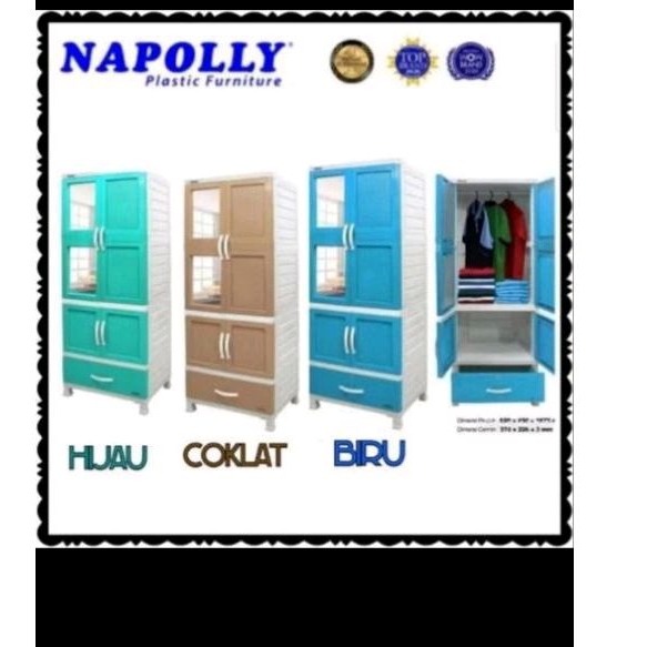 LEMARI PAKAIAN NAPOLLY TERBARU LEMARI BAJU PLASTIK LEMARI CABRO G11 X