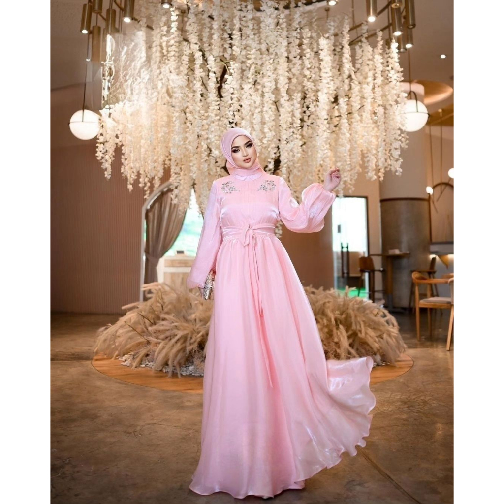 Meira Dress Baju Dress Wanita Dewasa Kondangan Model Terbaru 2023 Bahan Shimmer Silk Adem Lembut Dre