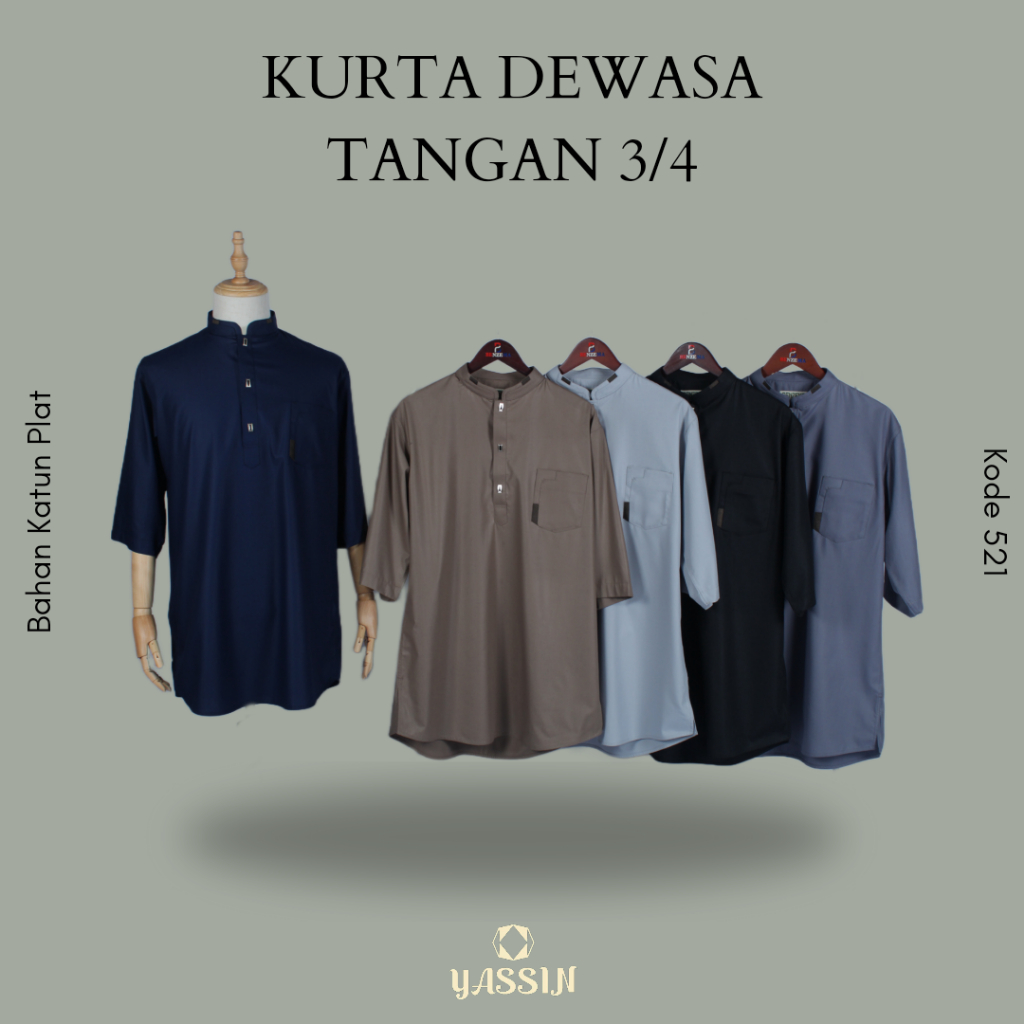 521 Baju Koko Kurta Lengan 3/4 / Koko Benzema Dewasa / Koko Anak Terbaru / Baju Koko Dewasa / Baju K