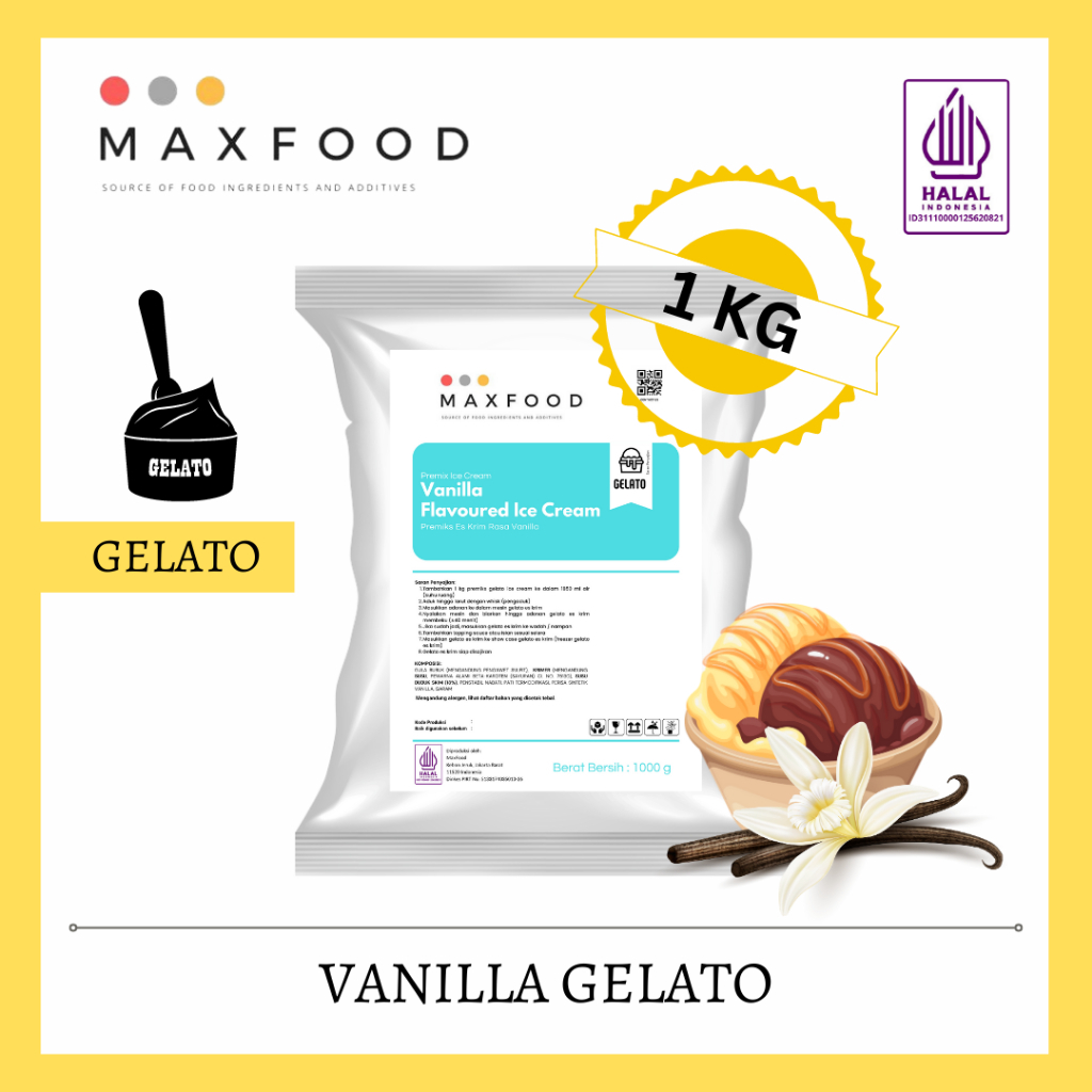 

1Kg Gelato Powder Vanilla / Bubuk Gelato Rasa Vanilla