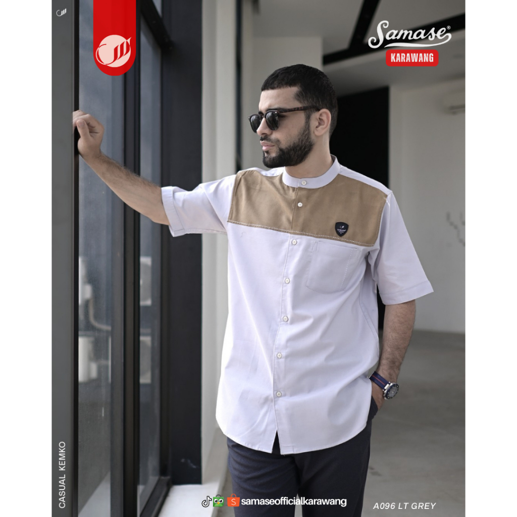 SAMASE Kemko Casual A096 Kemeja Koko Baju Koko Muslim Pria Dewasa Lengan Pendek
